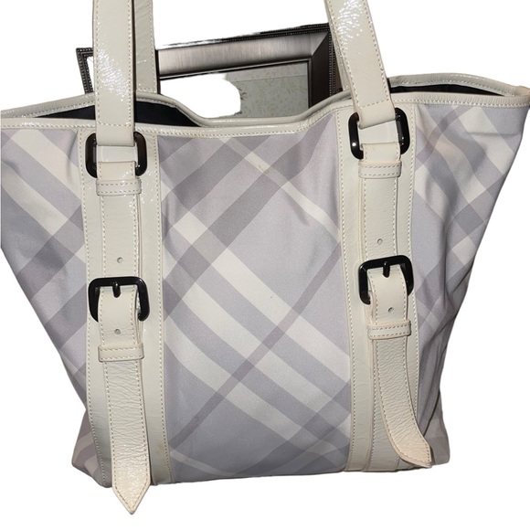 BURBERRY tote- Grey and White Burberry tote approx 12” tall 8” wide - Picture 11 of 11